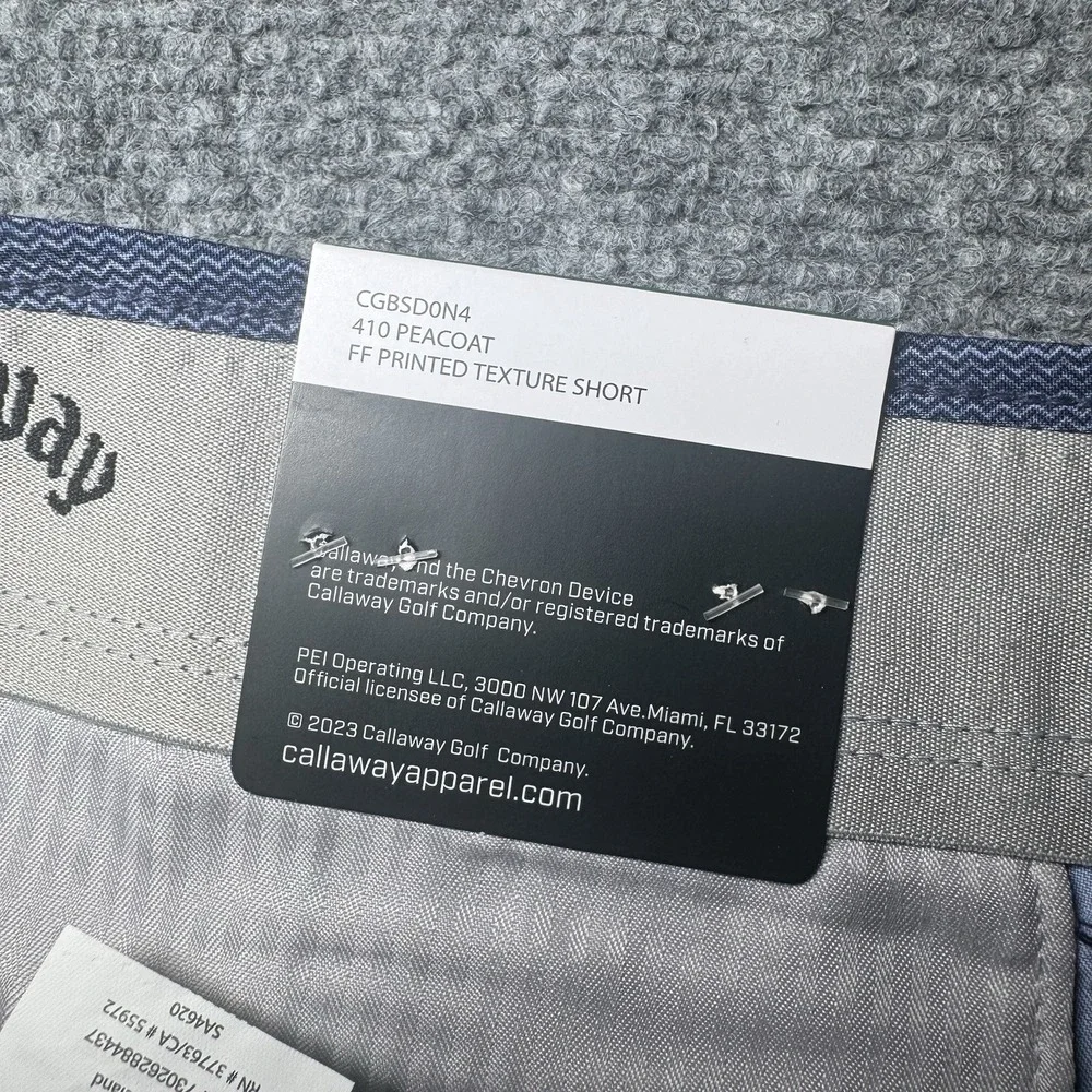 Callaway Opti-Dri Performance Golf Shorts W/Media Pocket Men 40 Peacoat Blue NWT